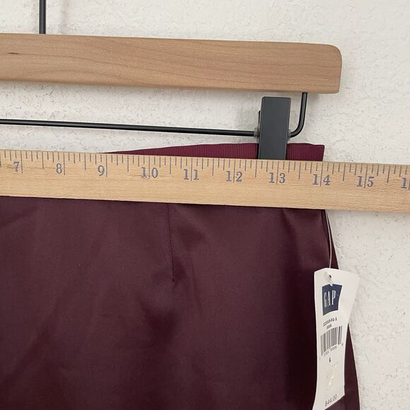 Vintage Y2k GAP Women Burgundy A-Line Skirt Size 6 OfficeCore Satin 90s - Picture 5 of 7